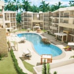 Paseo Playa Coral swimming pool and buildings