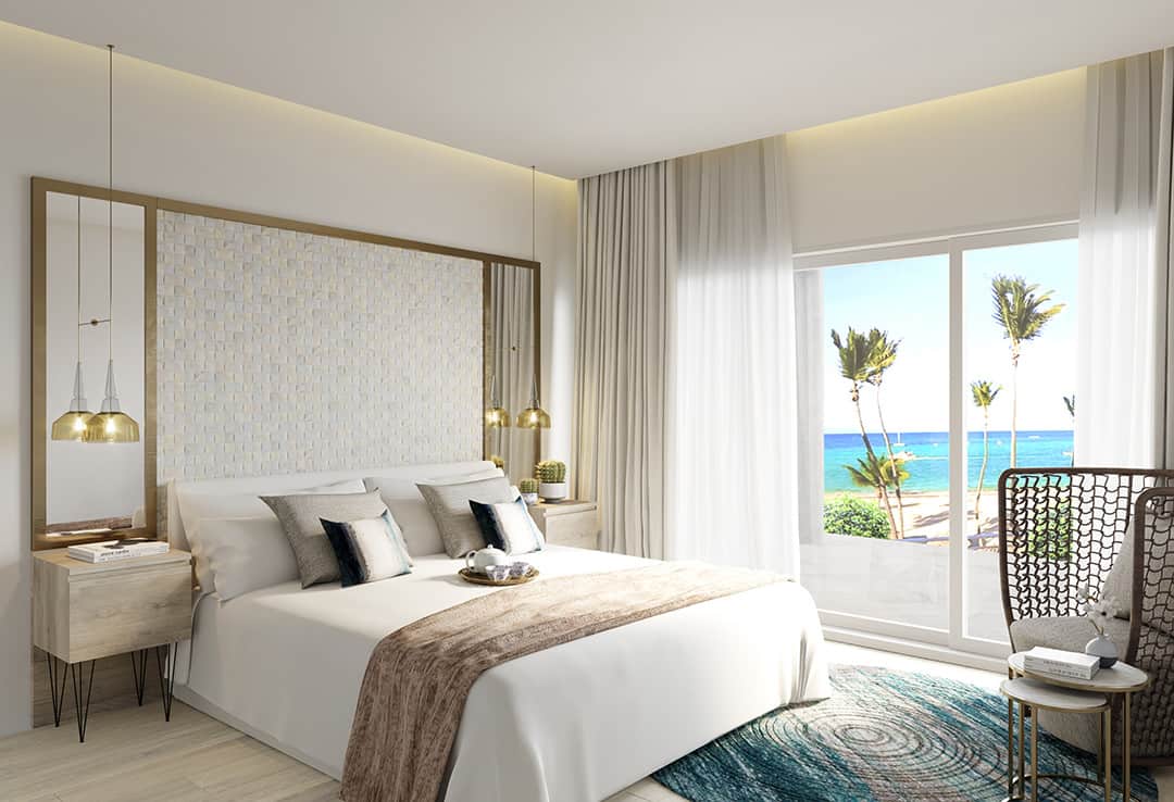Playa Coral interiors 1 bed bedroom with beach view